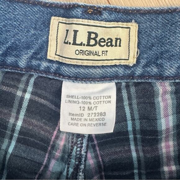 LL Bean Women’s Plaid Flannel Lined Mom Jeans Size 12 Outdoors Cabinwear Camping - Picture 7 of 9